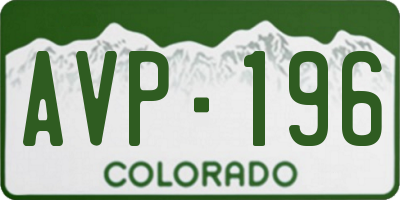 CO license plate AVP196