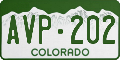 CO license plate AVP202