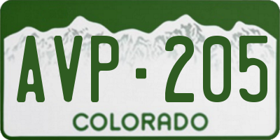 CO license plate AVP205