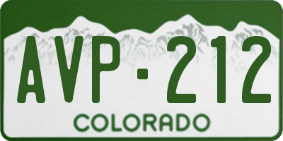 CO license plate AVP212