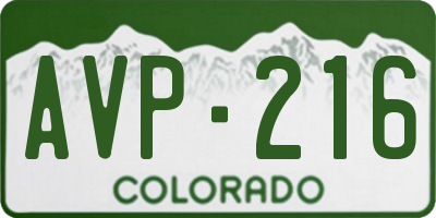 CO license plate AVP216