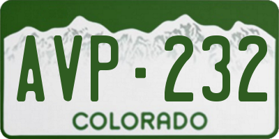 CO license plate AVP232