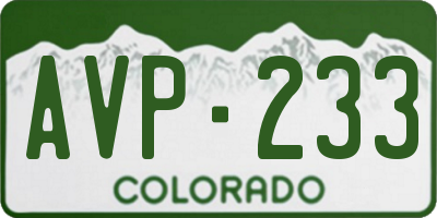 CO license plate AVP233