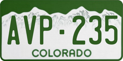 CO license plate AVP235