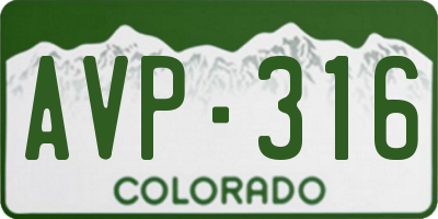 CO license plate AVP316
