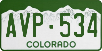 CO license plate AVP534
