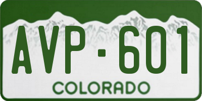 CO license plate AVP601
