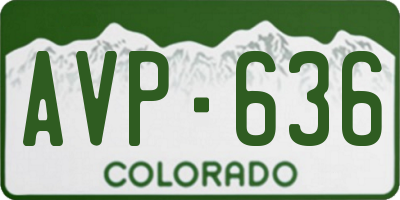CO license plate AVP636