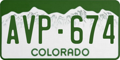CO license plate AVP674