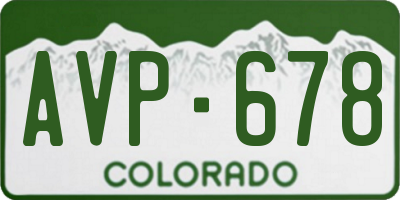 CO license plate AVP678