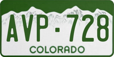 CO license plate AVP728