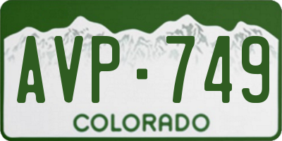 CO license plate AVP749
