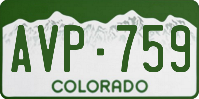 CO license plate AVP759