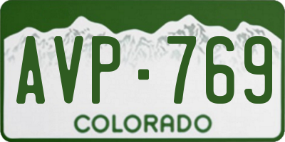 CO license plate AVP769