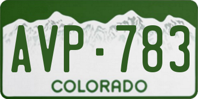 CO license plate AVP783