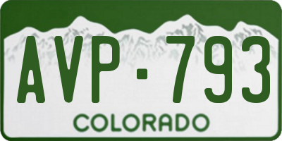 CO license plate AVP793