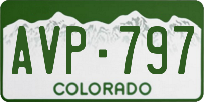 CO license plate AVP797