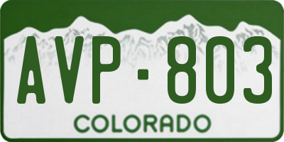 CO license plate AVP803