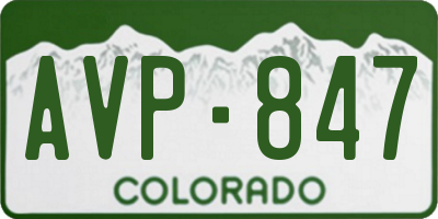 CO license plate AVP847