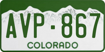 CO license plate AVP867