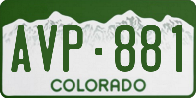 CO license plate AVP881
