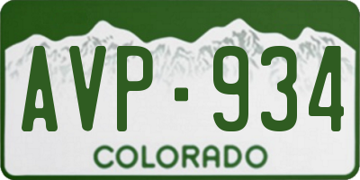 CO license plate AVP934