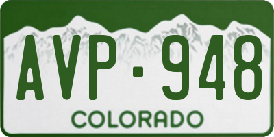 CO license plate AVP948