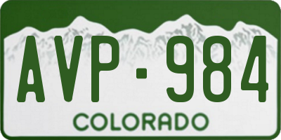 CO license plate AVP984