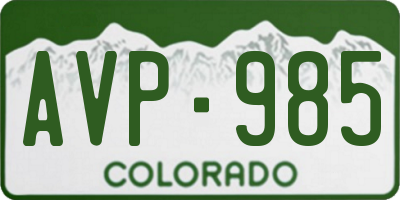 CO license plate AVP985