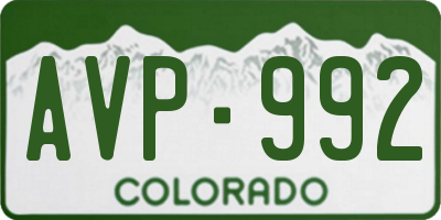 CO license plate AVP992