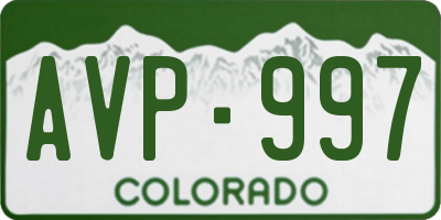 CO license plate AVP997