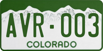 CO license plate AVR003