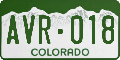 CO license plate AVR018