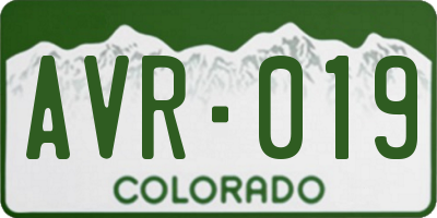 CO license plate AVR019