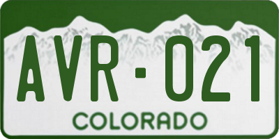 CO license plate AVR021