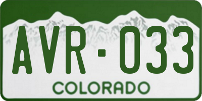 CO license plate AVR033