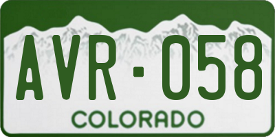 CO license plate AVR058