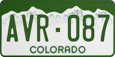 CO license plate AVR087