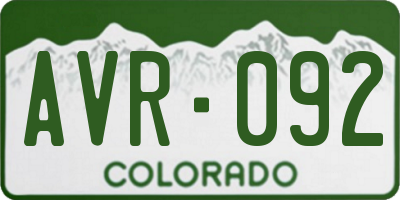 CO license plate AVR092