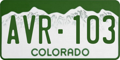 CO license plate AVR103