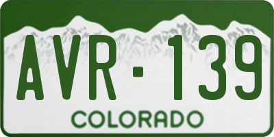 CO license plate AVR139
