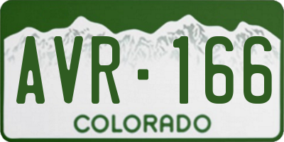 CO license plate AVR166