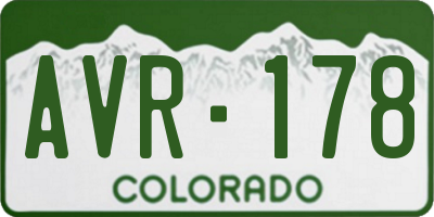 CO license plate AVR178