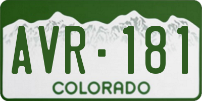 CO license plate AVR181