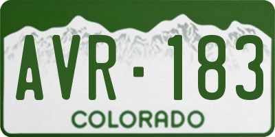 CO license plate AVR183