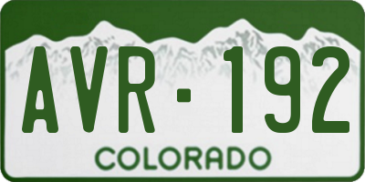 CO license plate AVR192