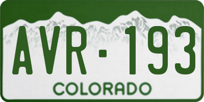 CO license plate AVR193