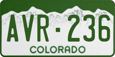 CO license plate AVR236