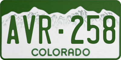 CO license plate AVR258