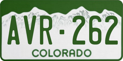 CO license plate AVR262